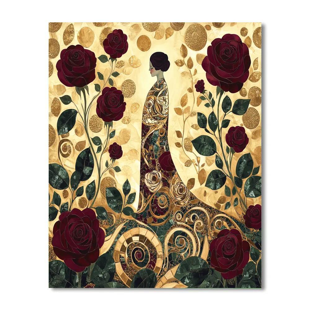 Gustav Klimt Inspired Golden Rose Garden Paint by numbers art