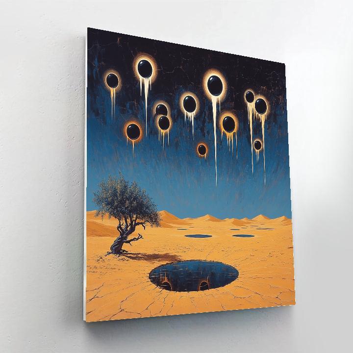 Salvador Dali Inspired Desert With Floating Eclipses Number painting