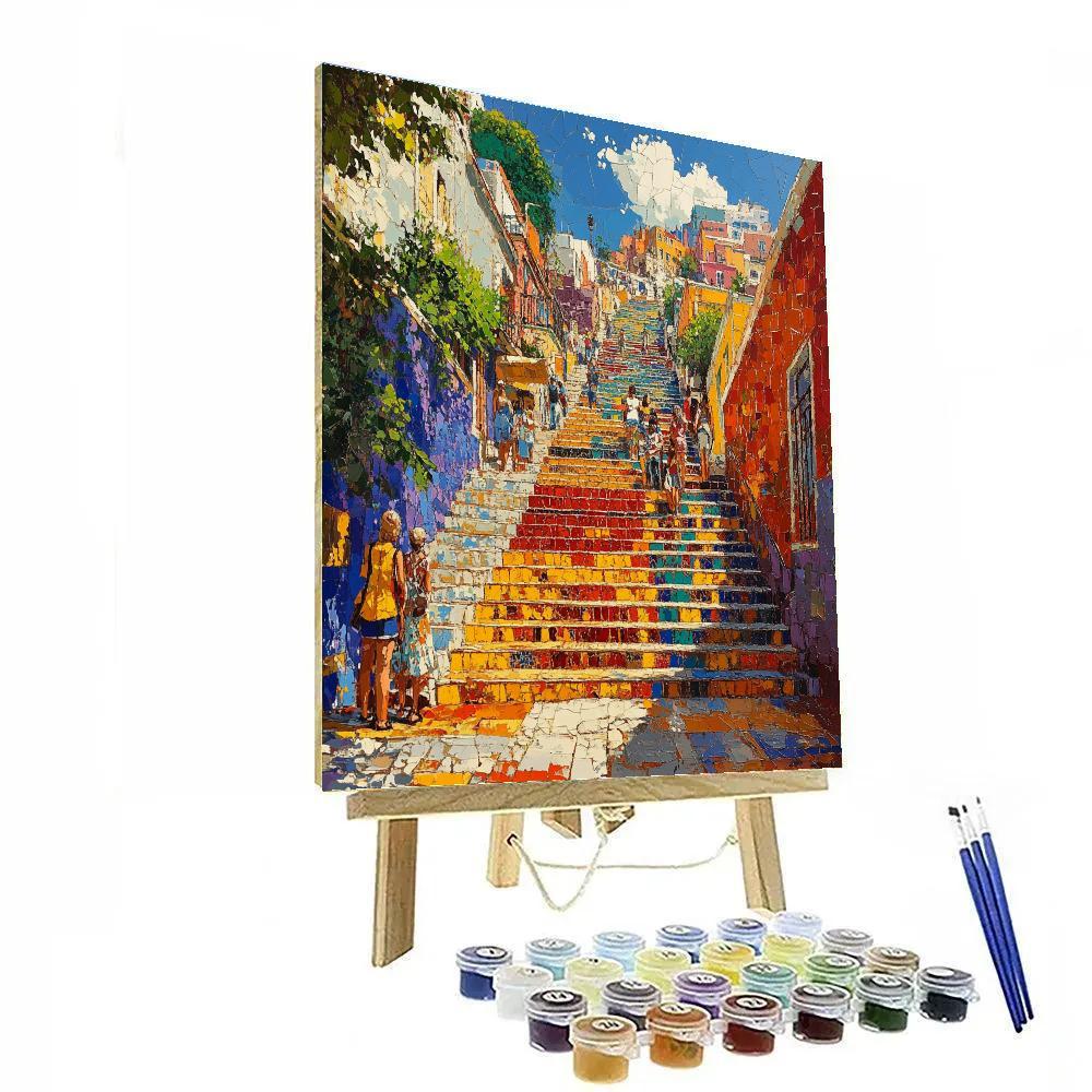 Colorful Stairway Of Selaron Steps Rio De Janeiro Brazil Number painting