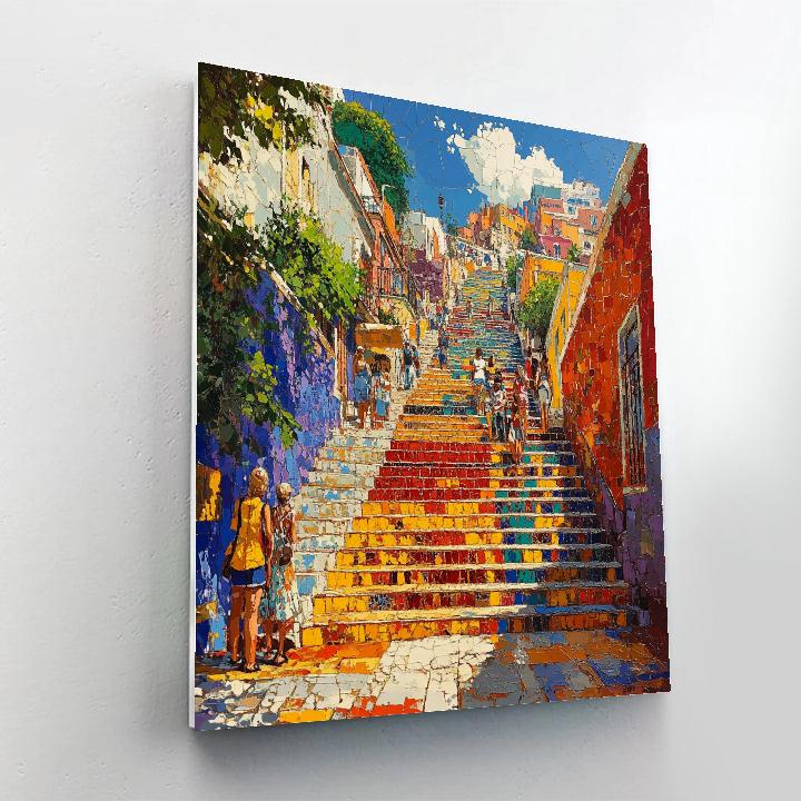 Colorful Stairway Of Selaron Steps Rio De Janeiro Brazil Number painting