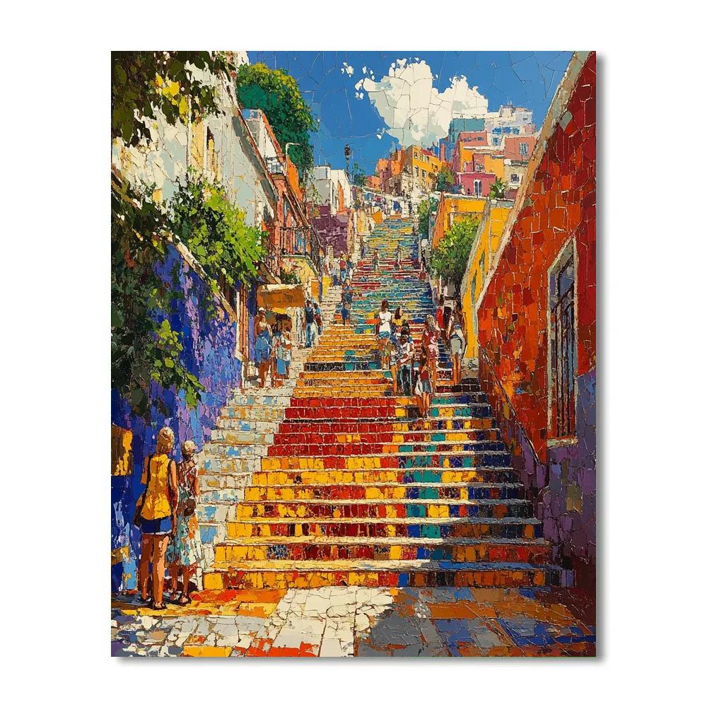 Colorful Stairway Of Selaron Steps Rio De Janeiro Brazil Number painting