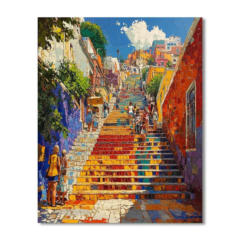 Colorful Stairway Of Selaron Steps Rio De Janeiro Brazil Number painting