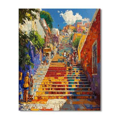 Colorful Stairway Of Selaron Steps Rio De Janeiro Brazil Number painting