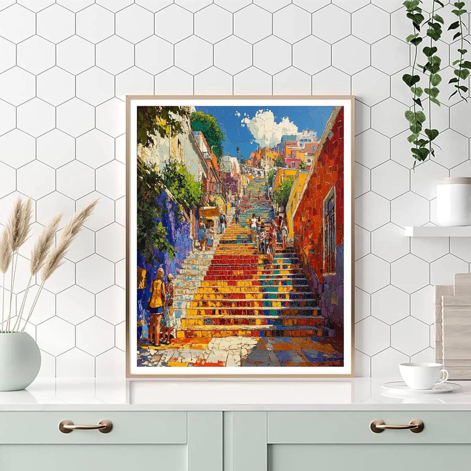 Colorful Stairway Of Selaron Steps Rio De Janeiro Brazil Number painting