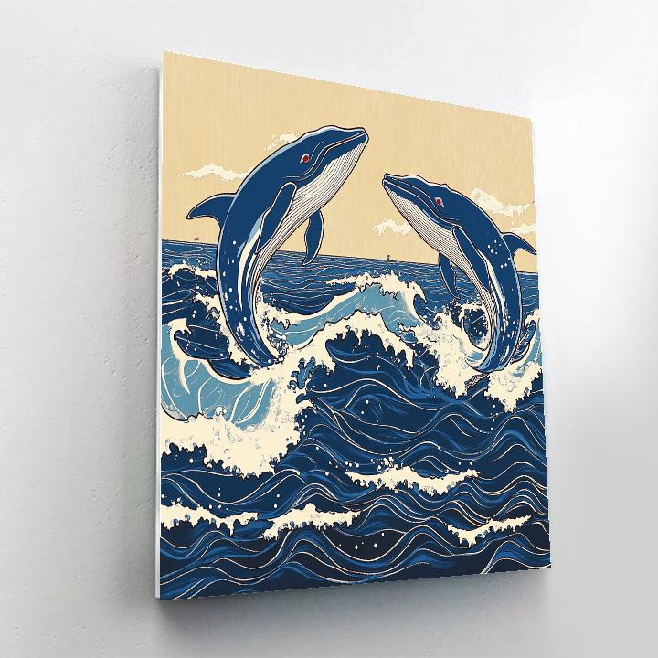 Katsushika Hokusai Inspired Stormy Ocean With Whales Paint by numbers art