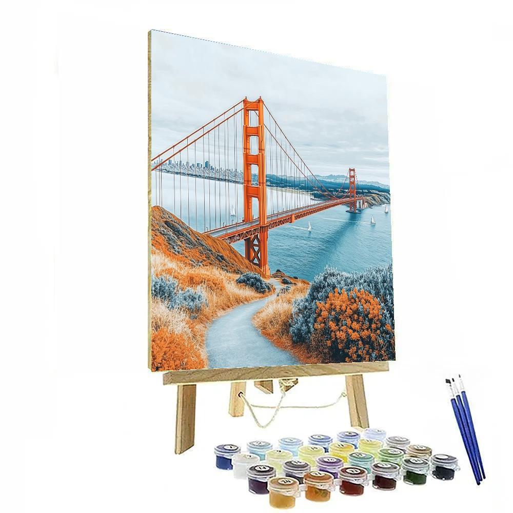 Foggy Morning At The Golden Gate Bridge Overlook San Francisco United States Numbered painting kits