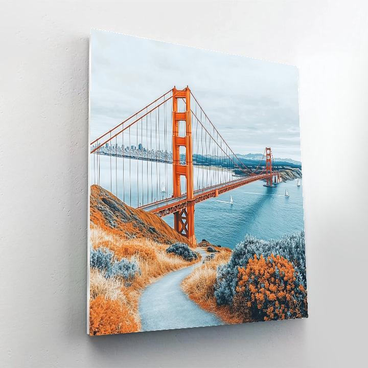 Foggy Morning At The Golden Gate Bridge Overlook San Francisco United States Numbered painting kits