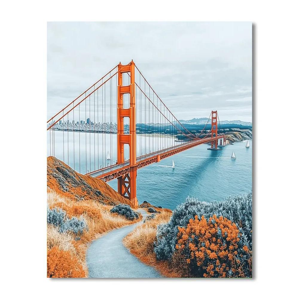Foggy Morning At The Golden Gate Bridge Overlook San Francisco United States Numbered painting kits