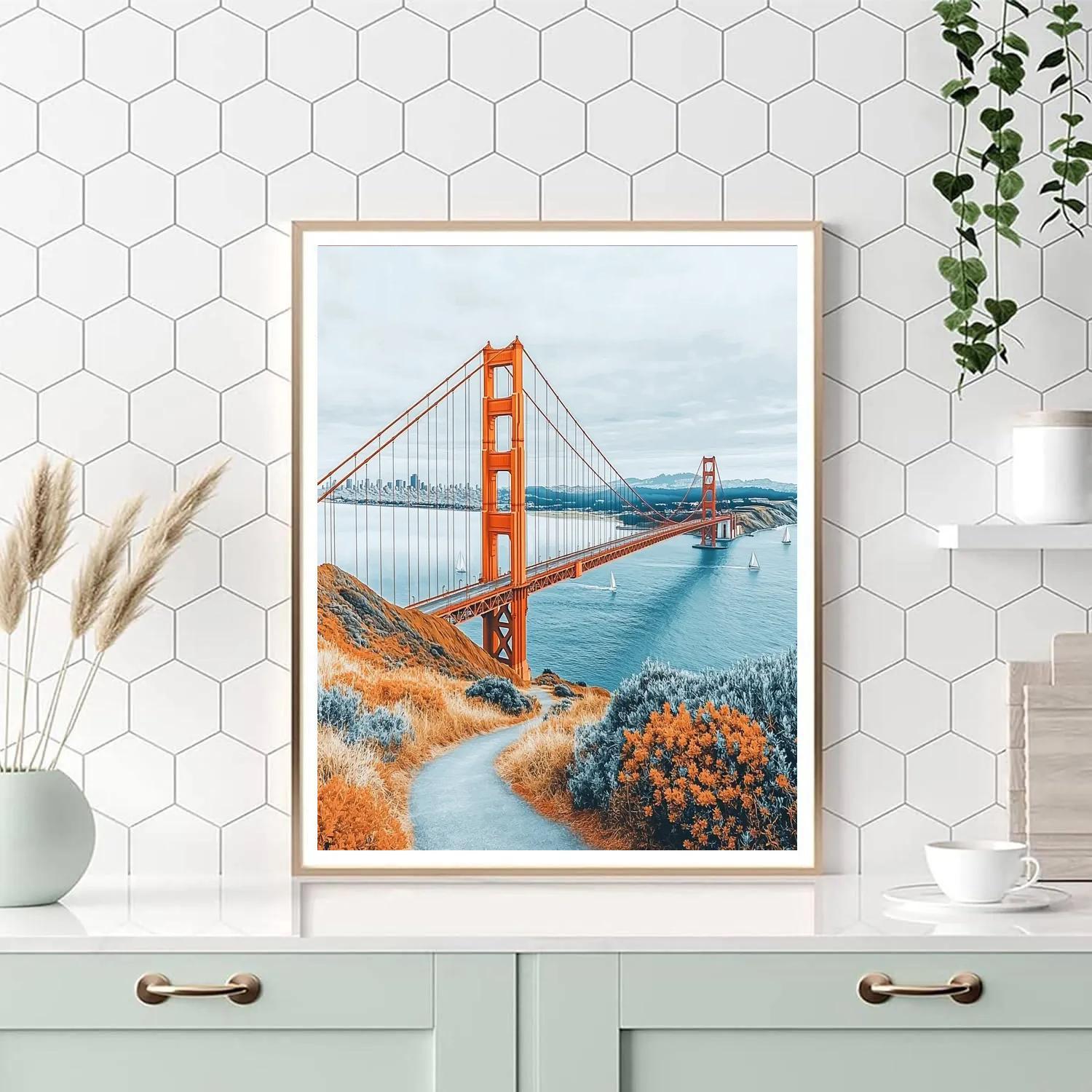 Foggy Morning At The Golden Gate Bridge Overlook San Francisco United States Numbered painting kits