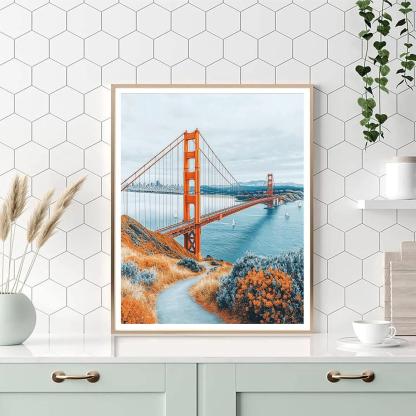 Foggy Morning At The Golden Gate Bridge Overlook San Francisco United States Numbered painting kits