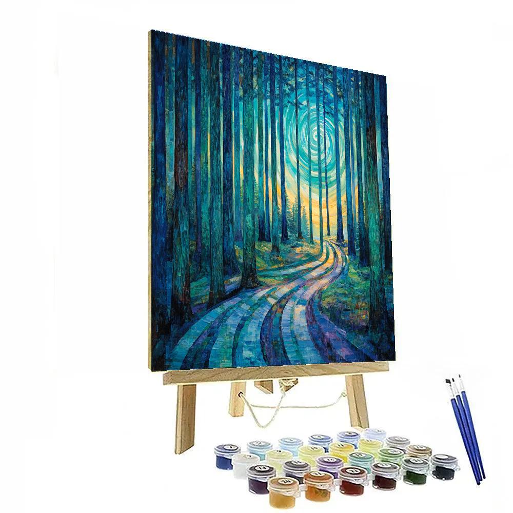 Emily Carr Inspired Aurora Cathedral Cedar Grove paint by numbers