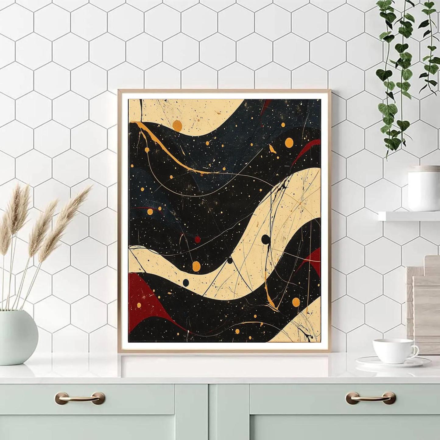 Jackson Pollock Inspired Eclipse Tidal Resonance Field Numbered painting kits