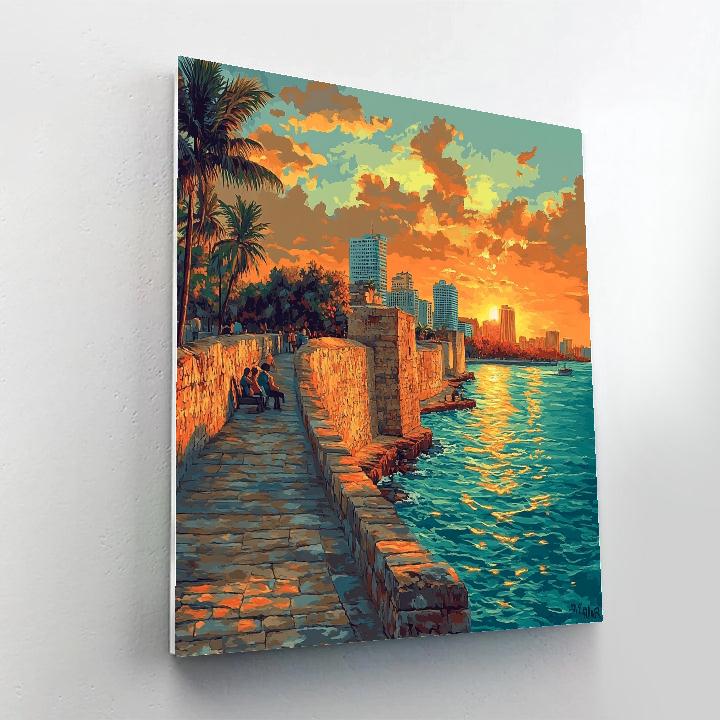 Sunset Over The City Walls Of Cartagena Colombia Painting by numbers kit