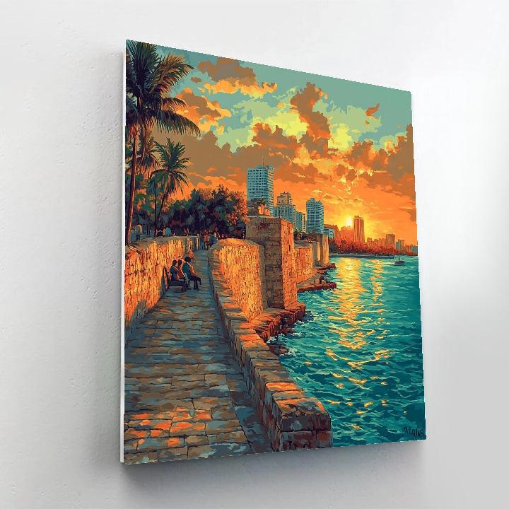 Sunset Over The City Walls Of Cartagena Colombia Painting by numbers kit