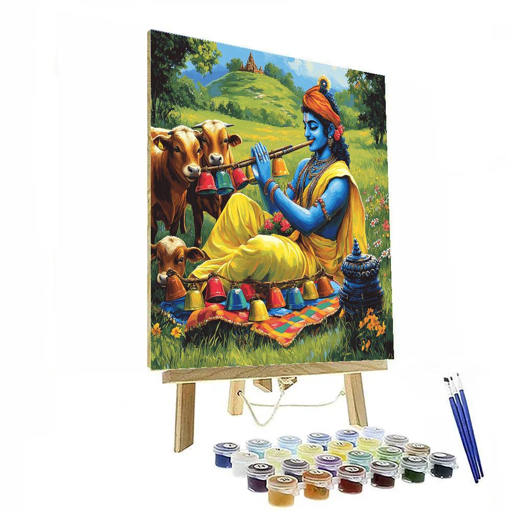 Krishna And The Gentle Cow Bell Symphony painting number kit