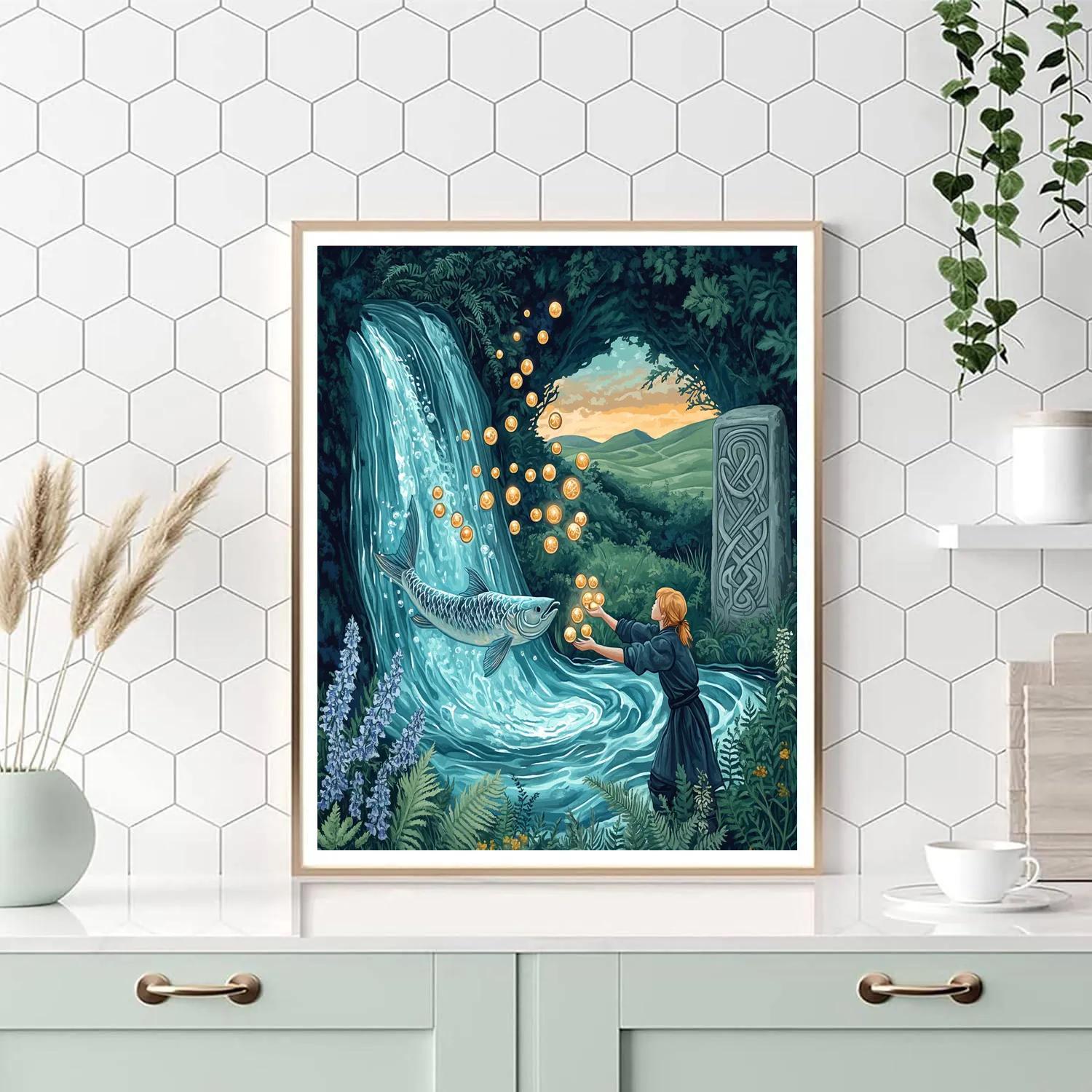 The Salmon Of Wisdom River Celtic Crafted Paint by numbers kits