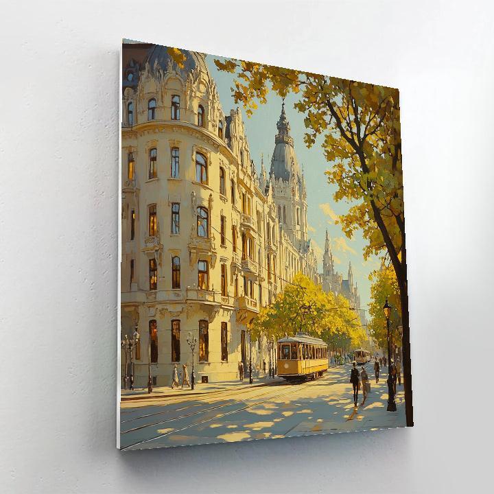 Tram Lines And Art Nouveau Facades Andrassy Avenue Budapest Hungary Numbered painting kits