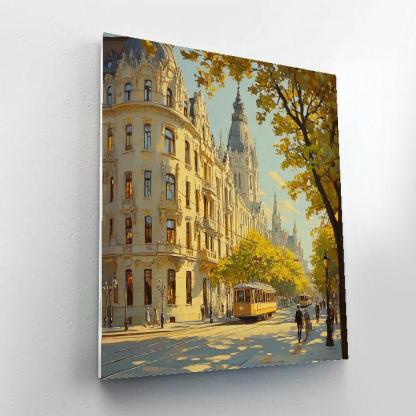 Tram Lines And Art Nouveau Facades Andrassy Avenue Budapest Hungary Numbered painting kits