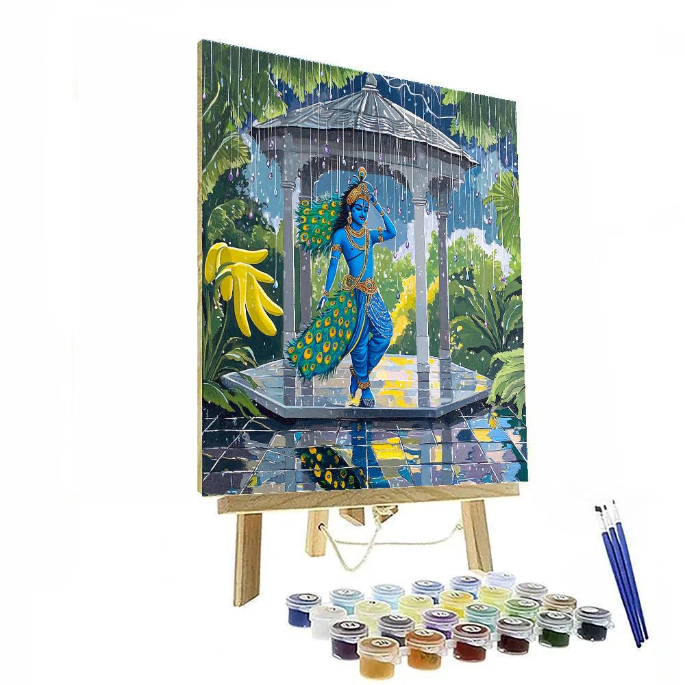 Krishna In The Sapphire Rain Pavilion Paint by numbers kits