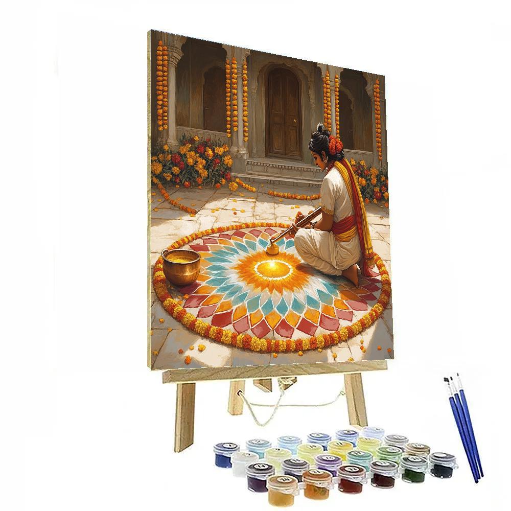 Krishna And The Solar Halo Rangoli paint by number