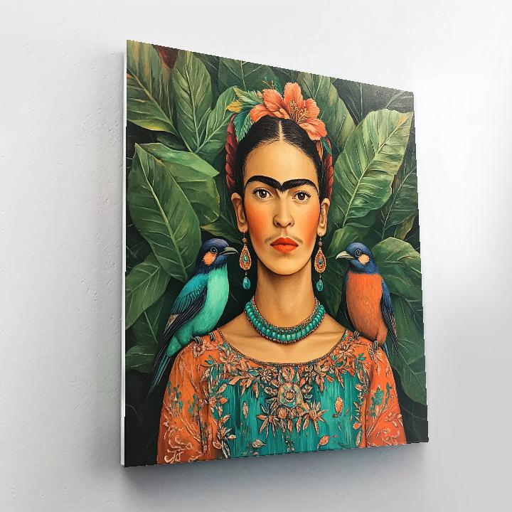 Frida Kahlo Inspired Self Portrait With Tropical Birds paint by numbers