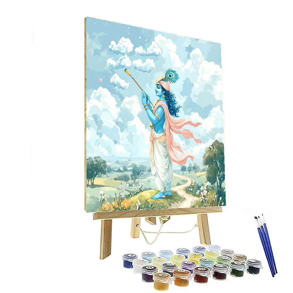 Krishna Painting Cloud Cows In The Sky DIY paint by numbers