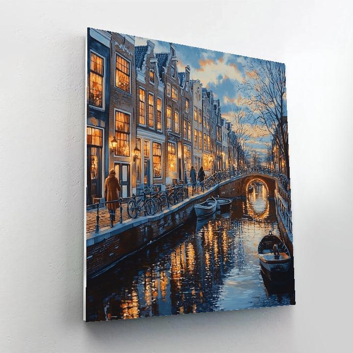 Canal Ring At Dusk In Jordaan Amsterdam Netherlands Numbered painting kits