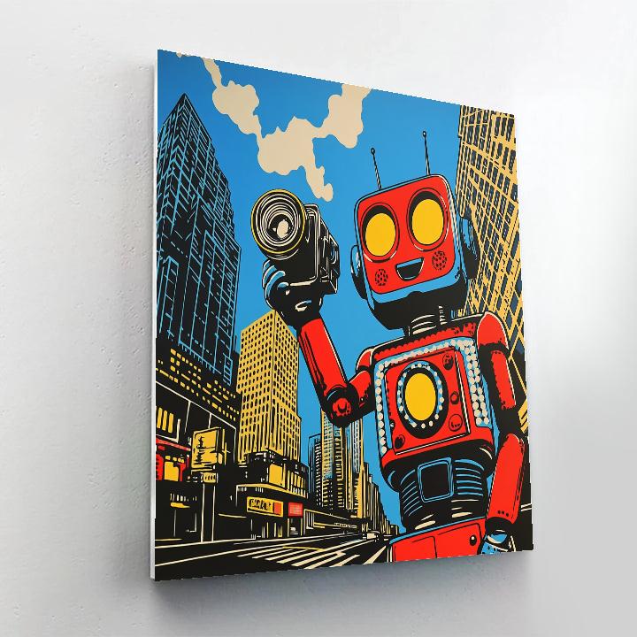 Roy Lichtenstein Inspired Robot On A City Street Painting by numbers kit