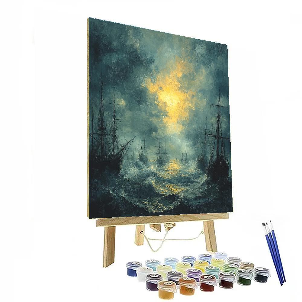 JMW Turner Inspired Rainstorm Over Harbor Numbered painting kits