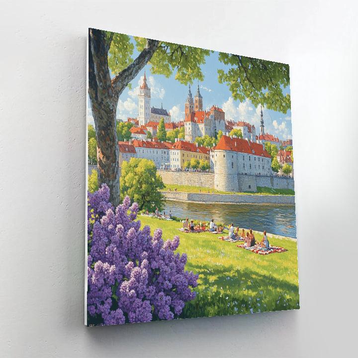 Old Town Square Skyline View From A Riverside Park Tallinn Estonia Numbered painting kits