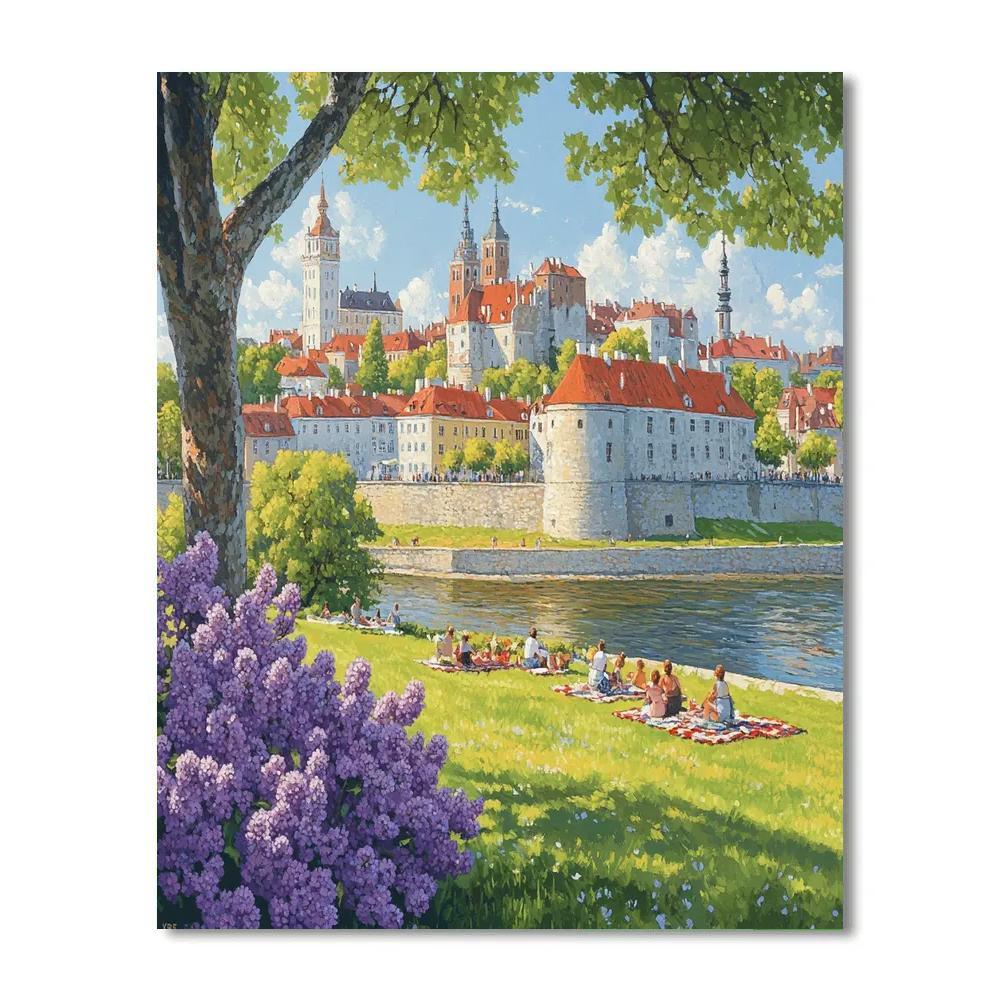 Old Town Square Skyline View From A Riverside Park Tallinn Estonia Numbered painting kits