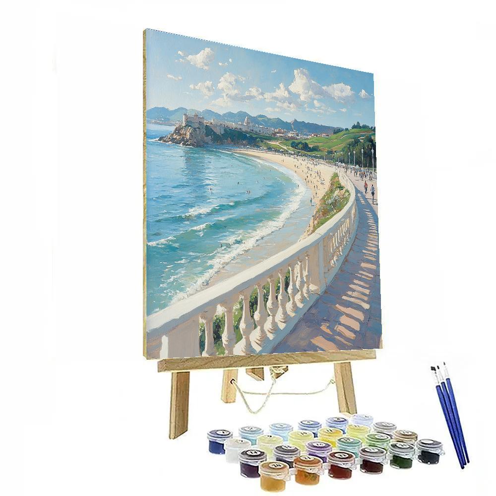 Seaside Promenade At La Concha Bay San Sebastian Spain Number painting