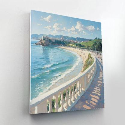 Seaside Promenade At La Concha Bay San Sebastian Spain Number painting