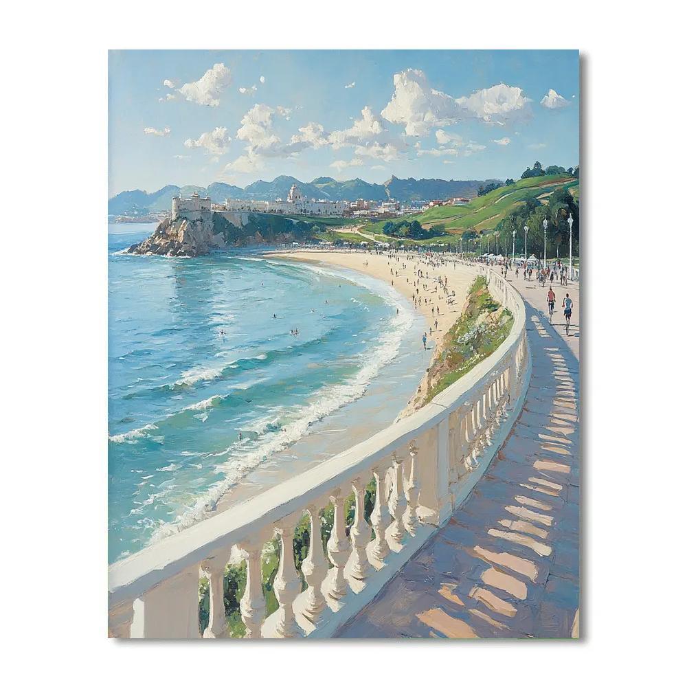 Seaside Promenade At La Concha Bay San Sebastian Spain Number painting