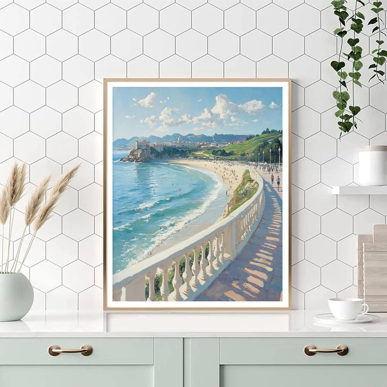 Seaside Promenade At La Concha Bay San Sebastian Spain Number painting