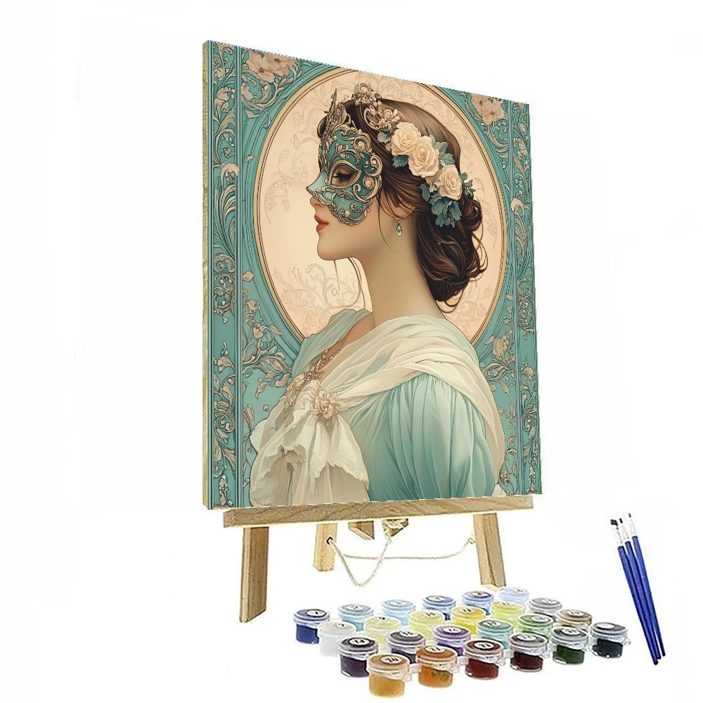 Alphonse Mucha Inspired Masquerade Ball Poster Numbered painting kits