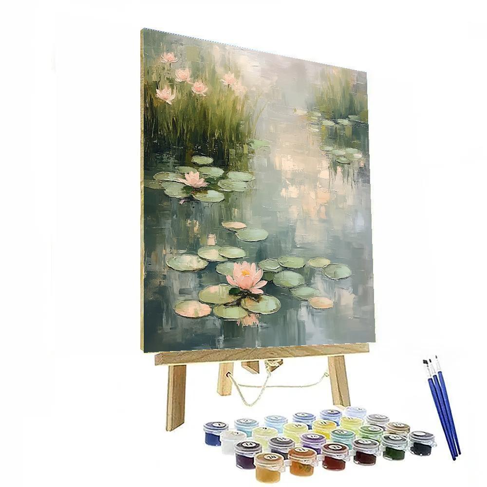 Claude Monet Inspired Spring Thaw Waterlilies In Silver Rainlight Paint by numbers art