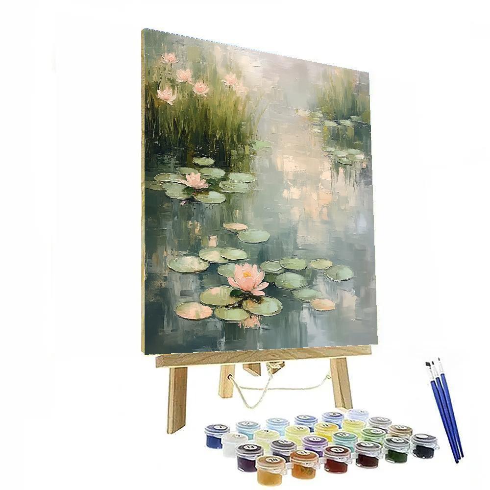 Claude Monet Inspired Spring Thaw Waterlilies In Silver Rainlight Paint by numbers art