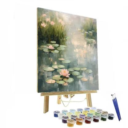 Claude Monet Inspired Spring Thaw Waterlilies In Silver Rainlight Paint by numbers art