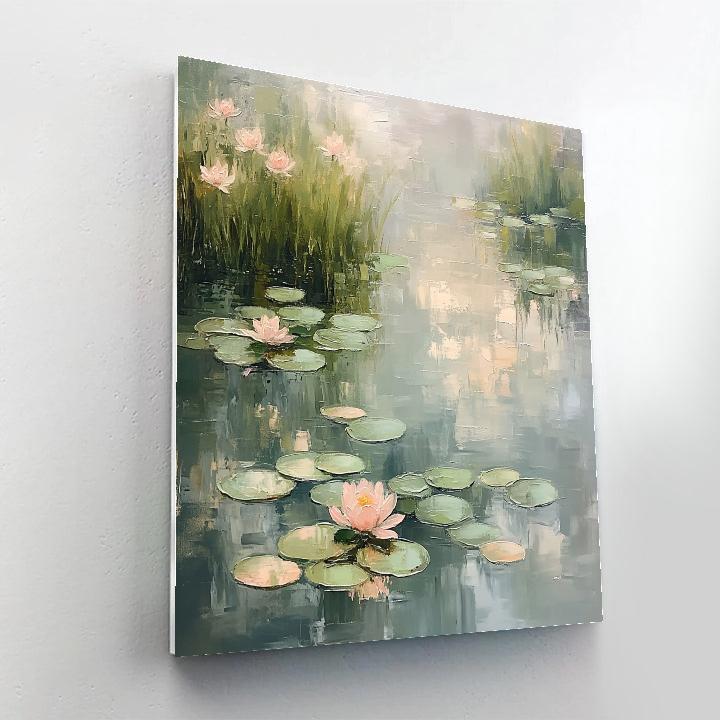 Claude Monet Inspired Spring Thaw Waterlilies In Silver Rainlight Paint by numbers art