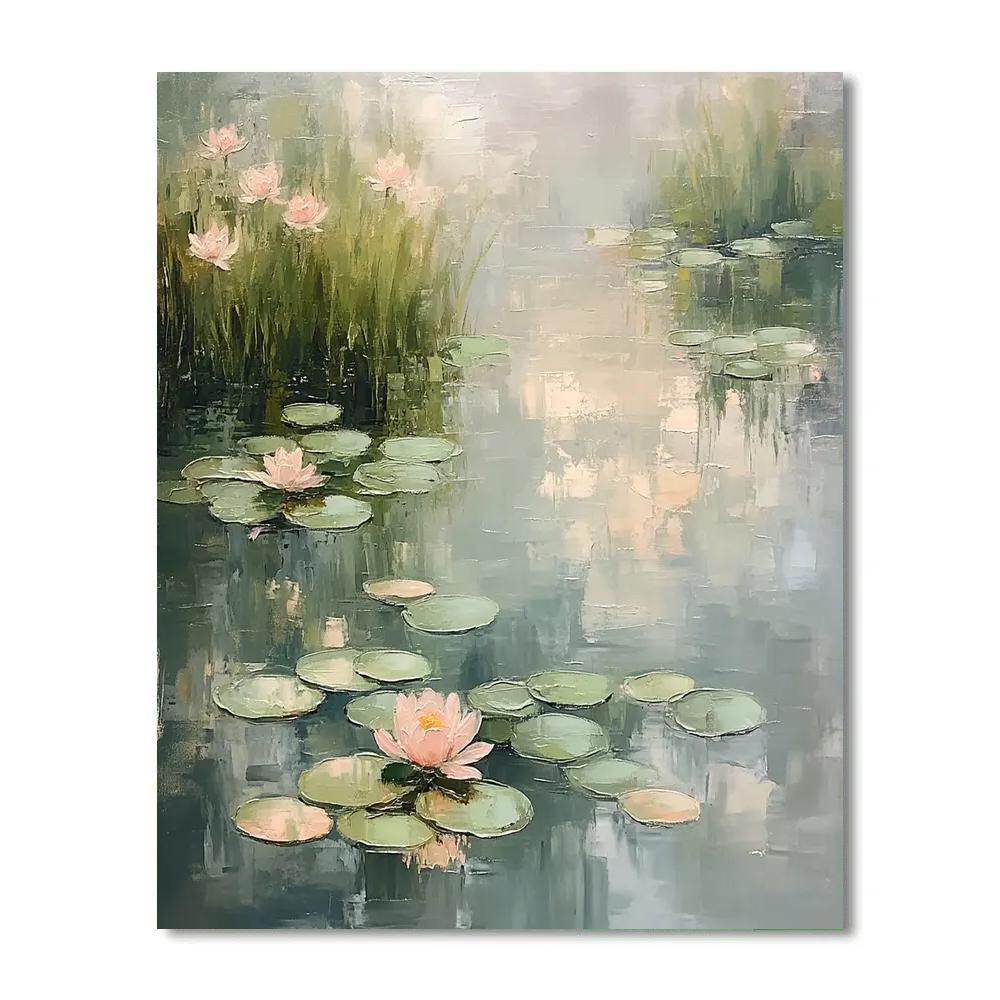Claude Monet Inspired Spring Thaw Waterlilies In Silver Rainlight Paint by numbers art