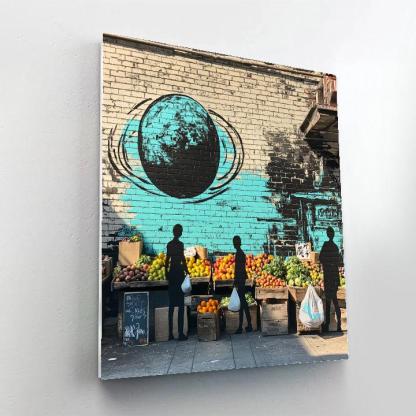 Banksy Inspired Street Market With Planet Graffiti Painting by numbers kit