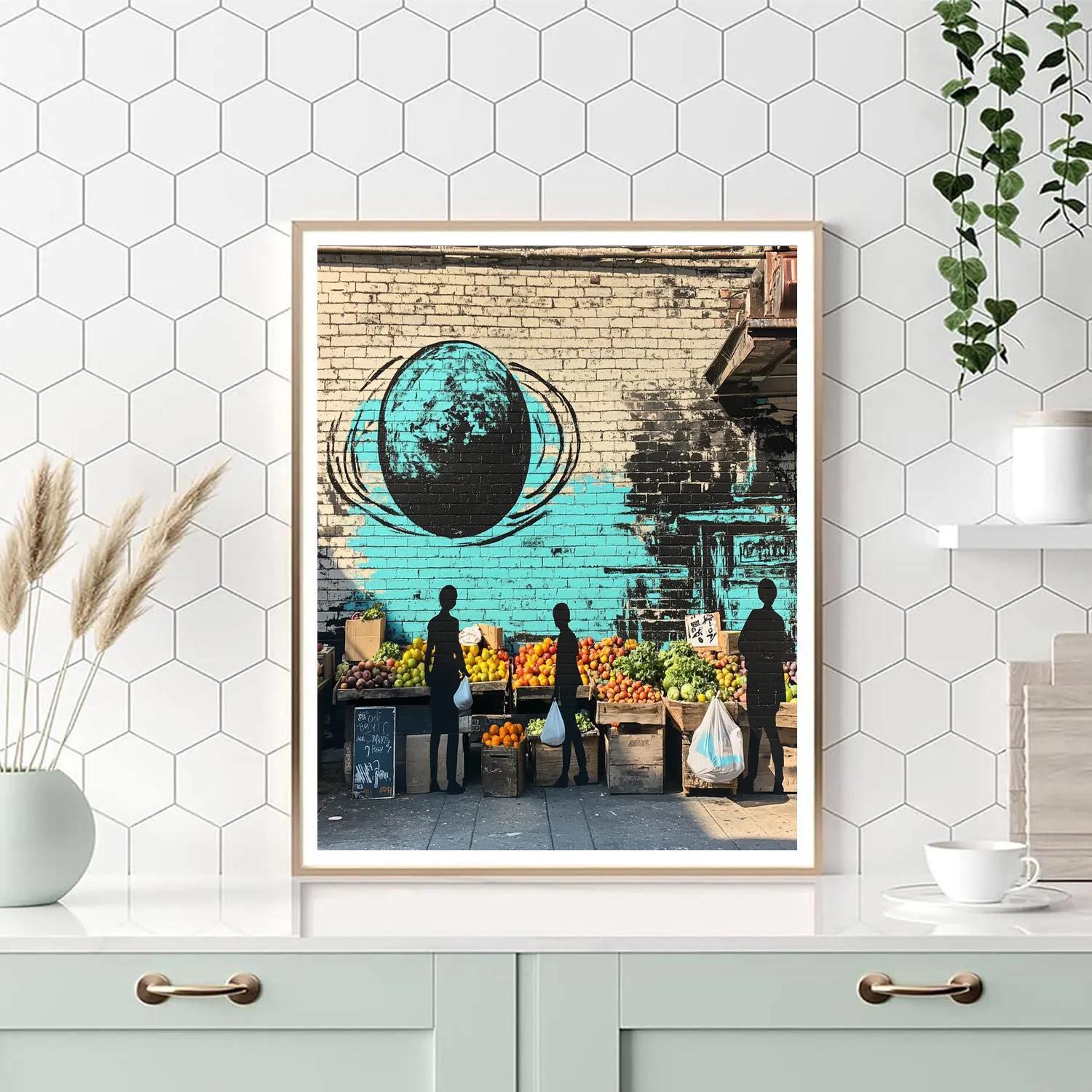 Banksy Inspired Street Market With Planet Graffiti Painting by numbers kit