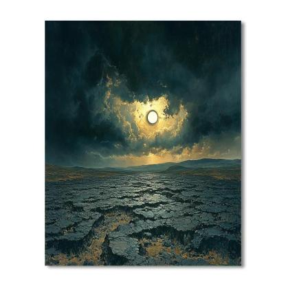 Francisco Goya Inspired Eclipse Glow Over Basalt Wastes Number painting