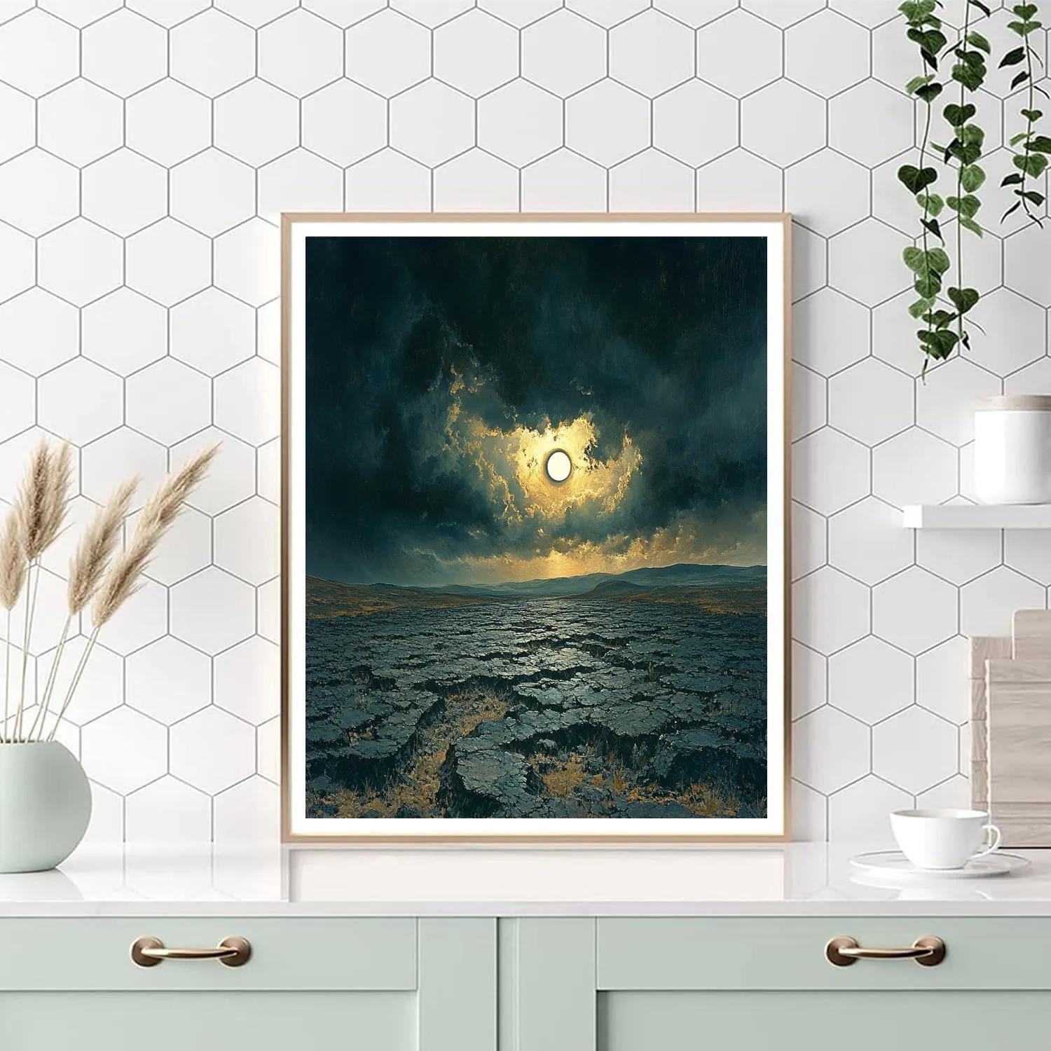 Francisco Goya Inspired Eclipse Glow Over Basalt Wastes Number painting