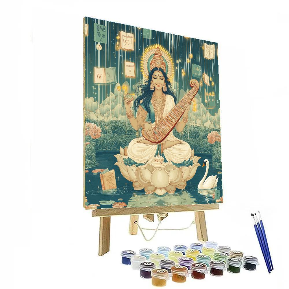 Saraswati In The Circuit Garden Of Learning Number painting