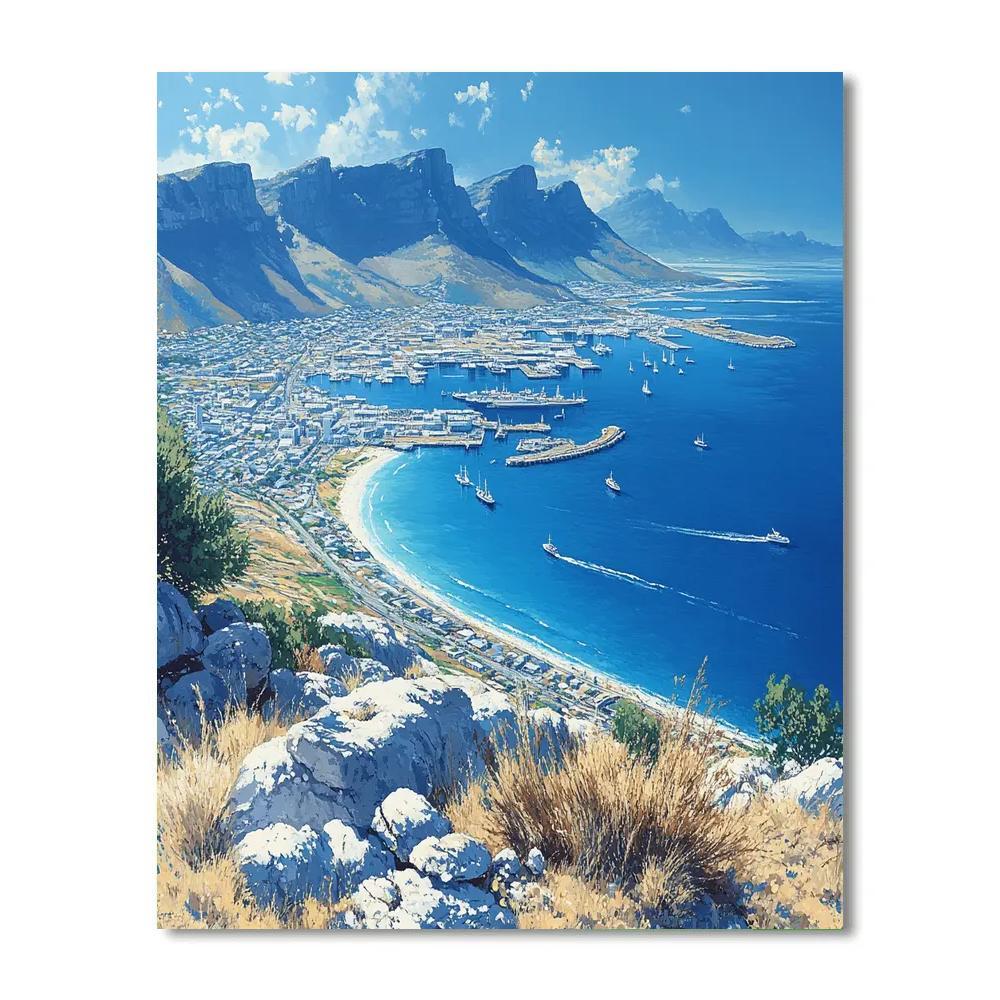 Sunlit Harbor View From Signal Hill Cape Town South Africa Paint by numbers kits