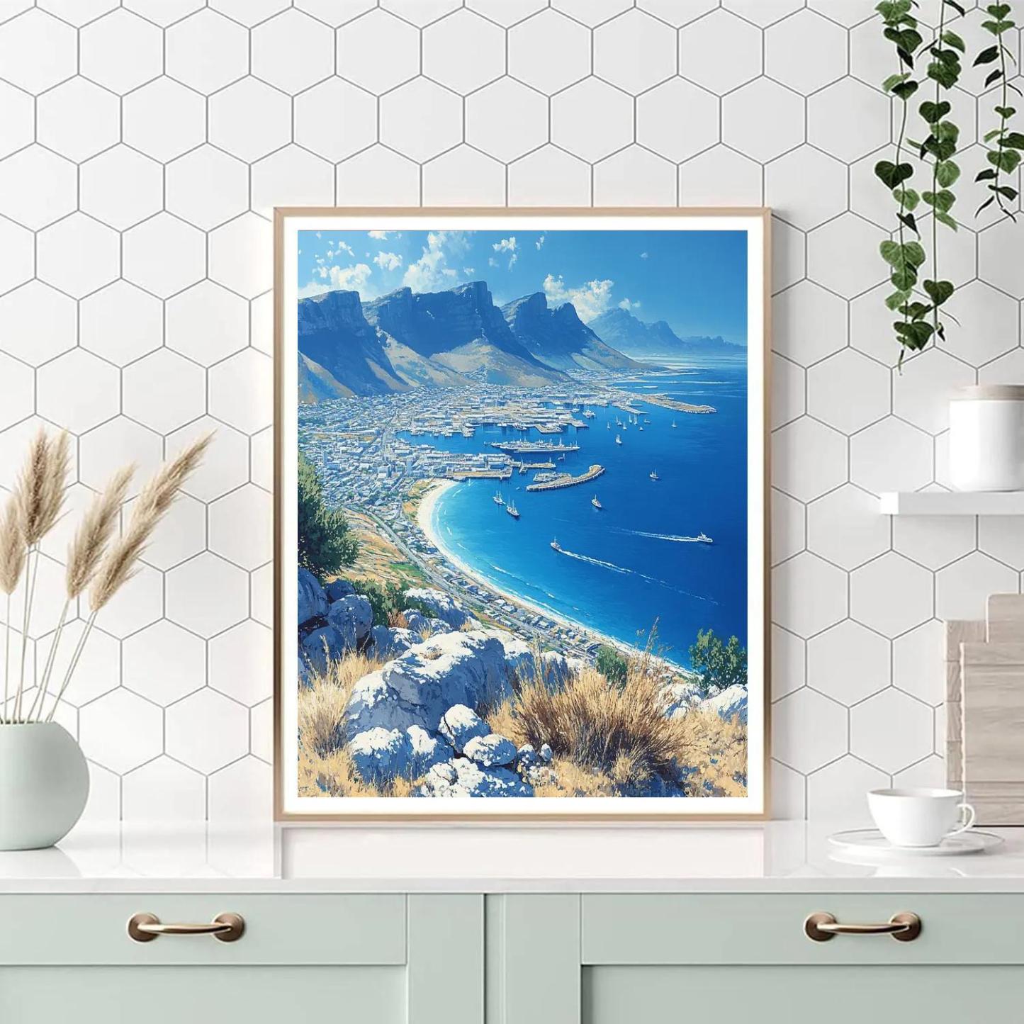 Sunlit Harbor View From Signal Hill Cape Town South Africa Paint by numbers kits