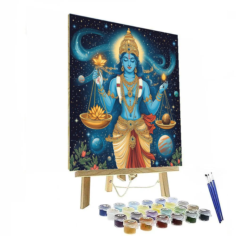 Vishnu Weighing Karma On A Cosmic Balance Numbered painting kits