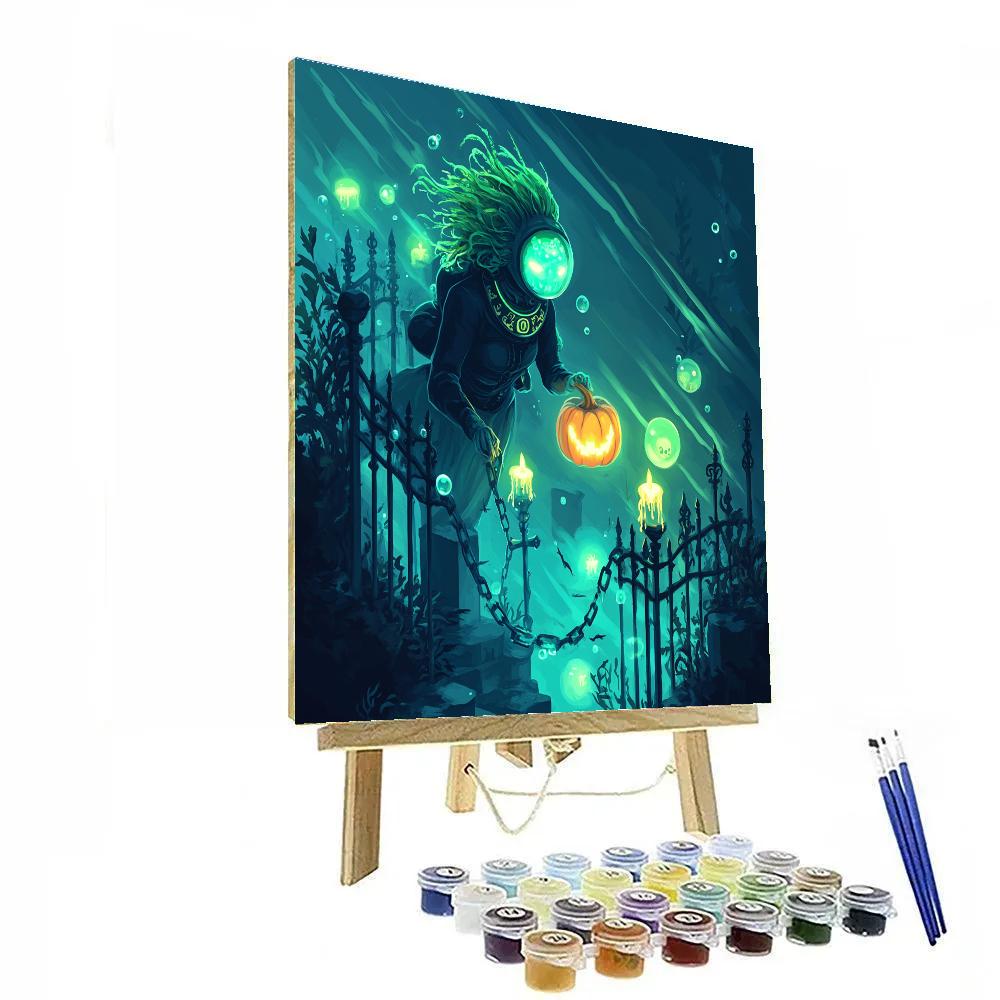 Spooky Lanternkeeper In The Underwater Cemetery Paint by numbers kits